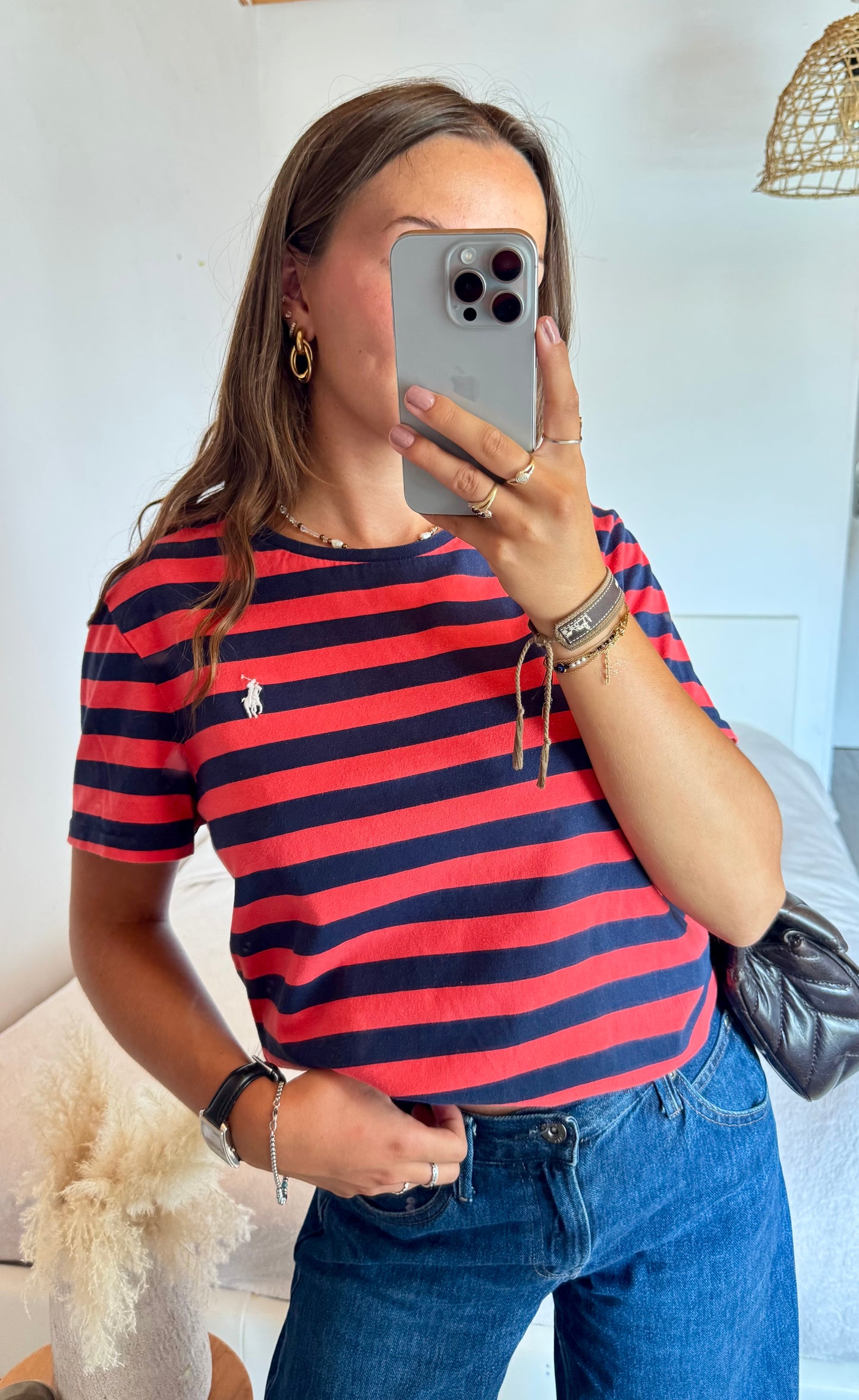 T-shirt à rayures rouge Ralph Lauren - M