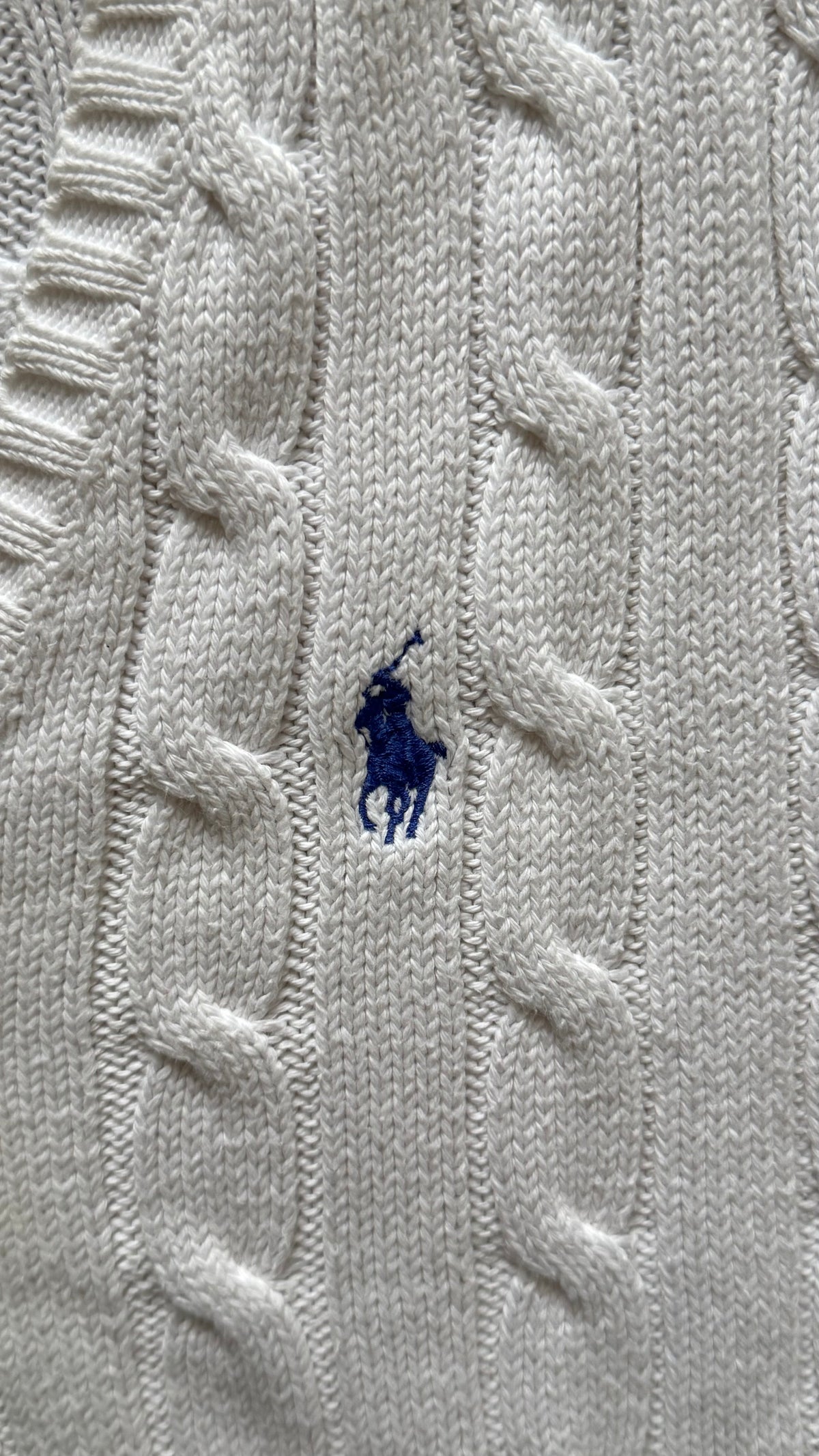 Pull col V torsadé blanc Ralph Lauren - M