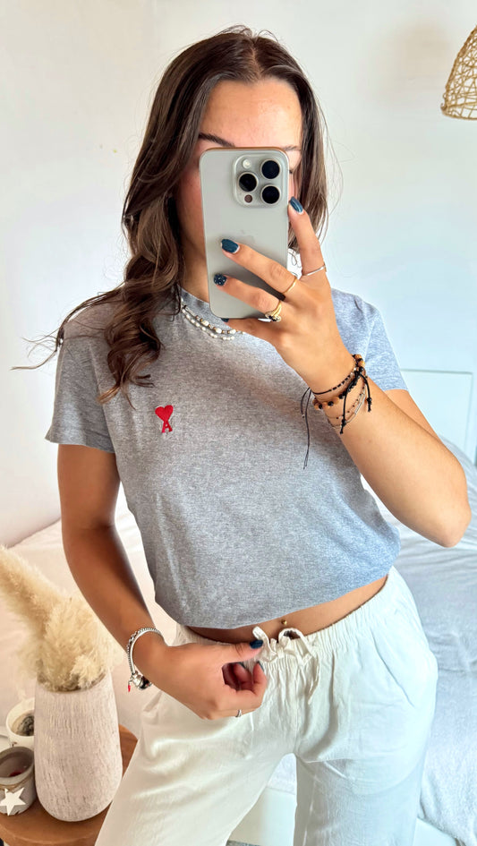 T-shirt gris Ami Paris - XS