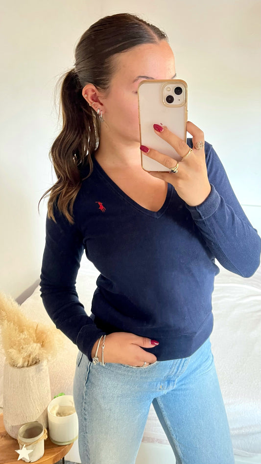 Pull col V bleu marine Ralph Lauren - L/XL