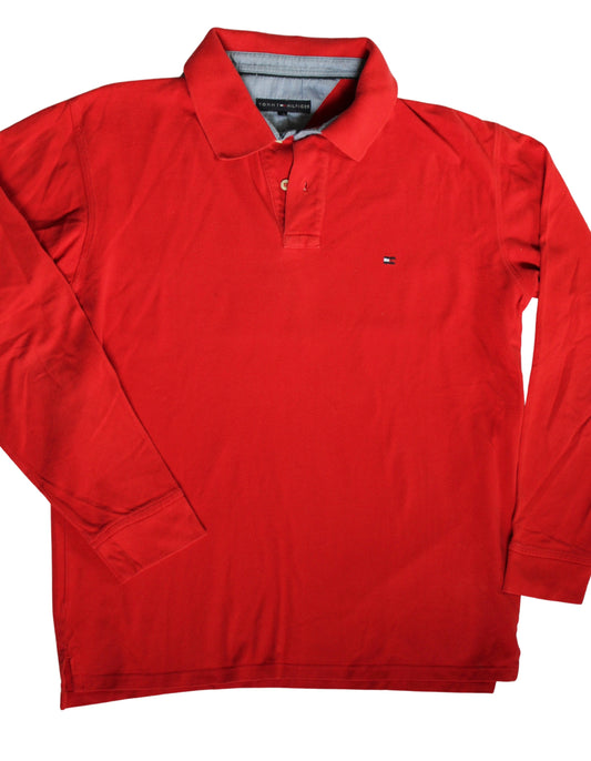 Polo manches longues rouge - L