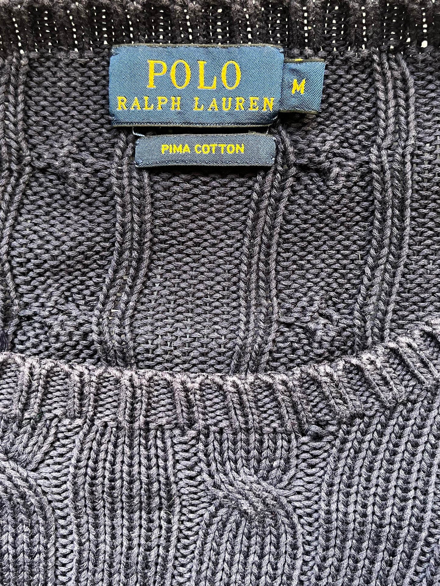 Pull torsadé bleu marine Ralph Lauren - M