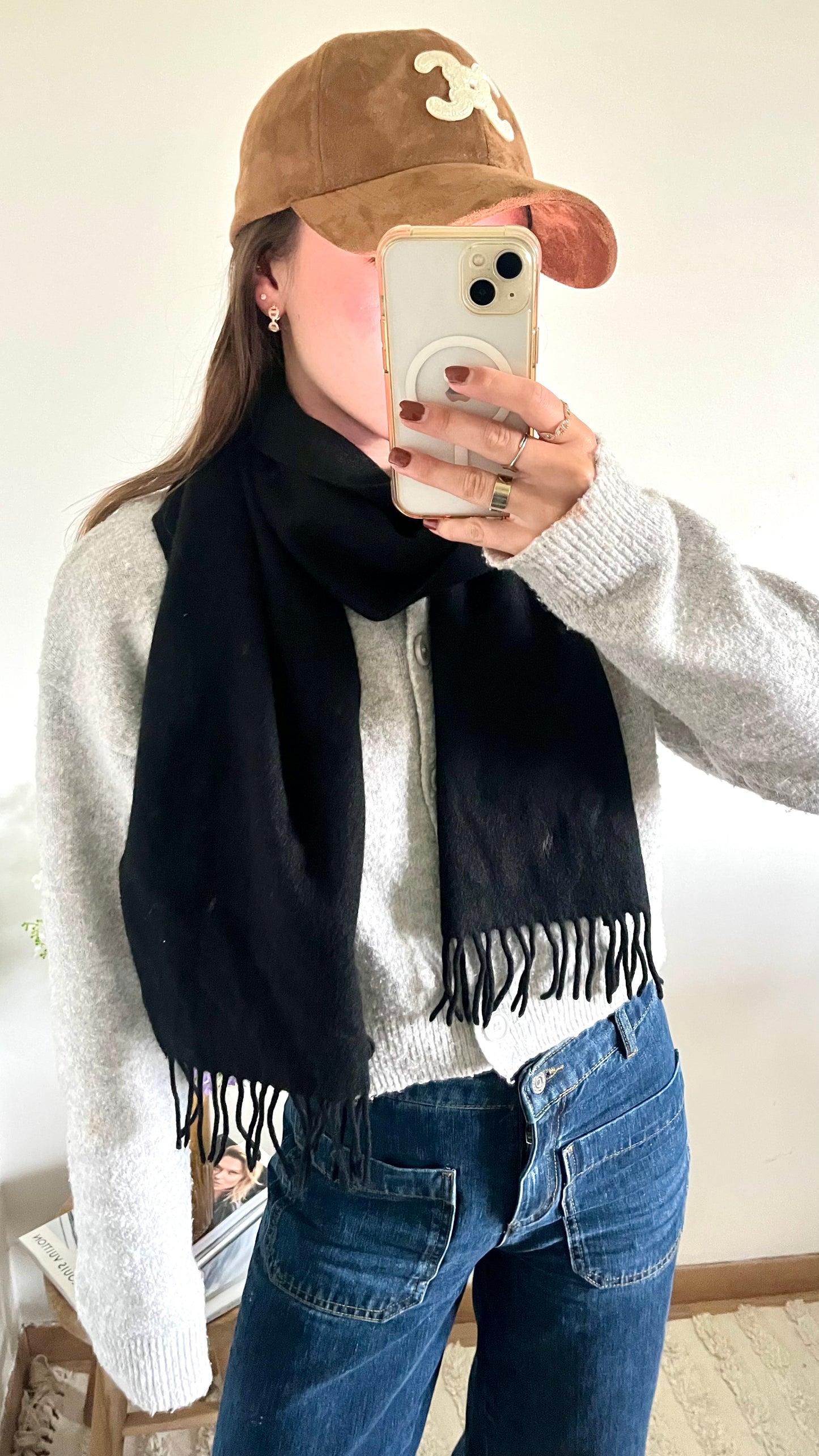 Écharpe en laine noire Ralph Lauren