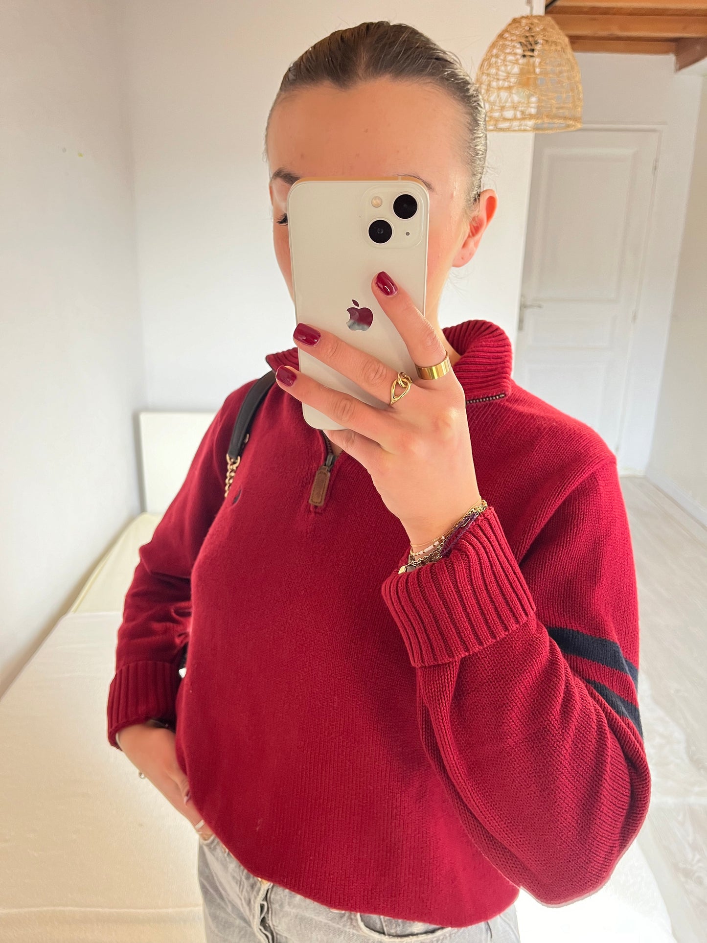 Pull demi-zip rouge Ralph Lauren - M