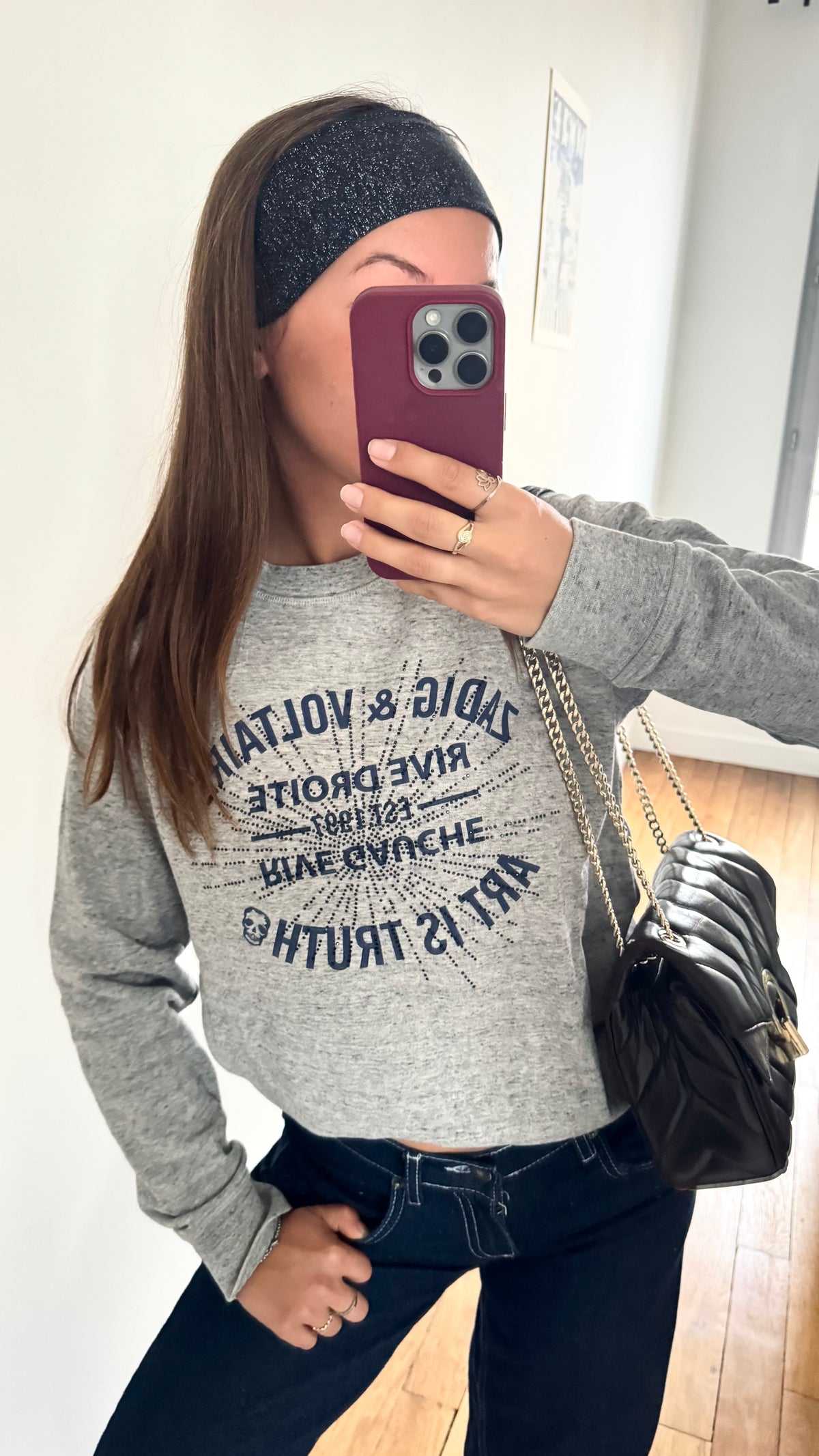 Pull col rond gris chiné Zadig & Voltaire - S