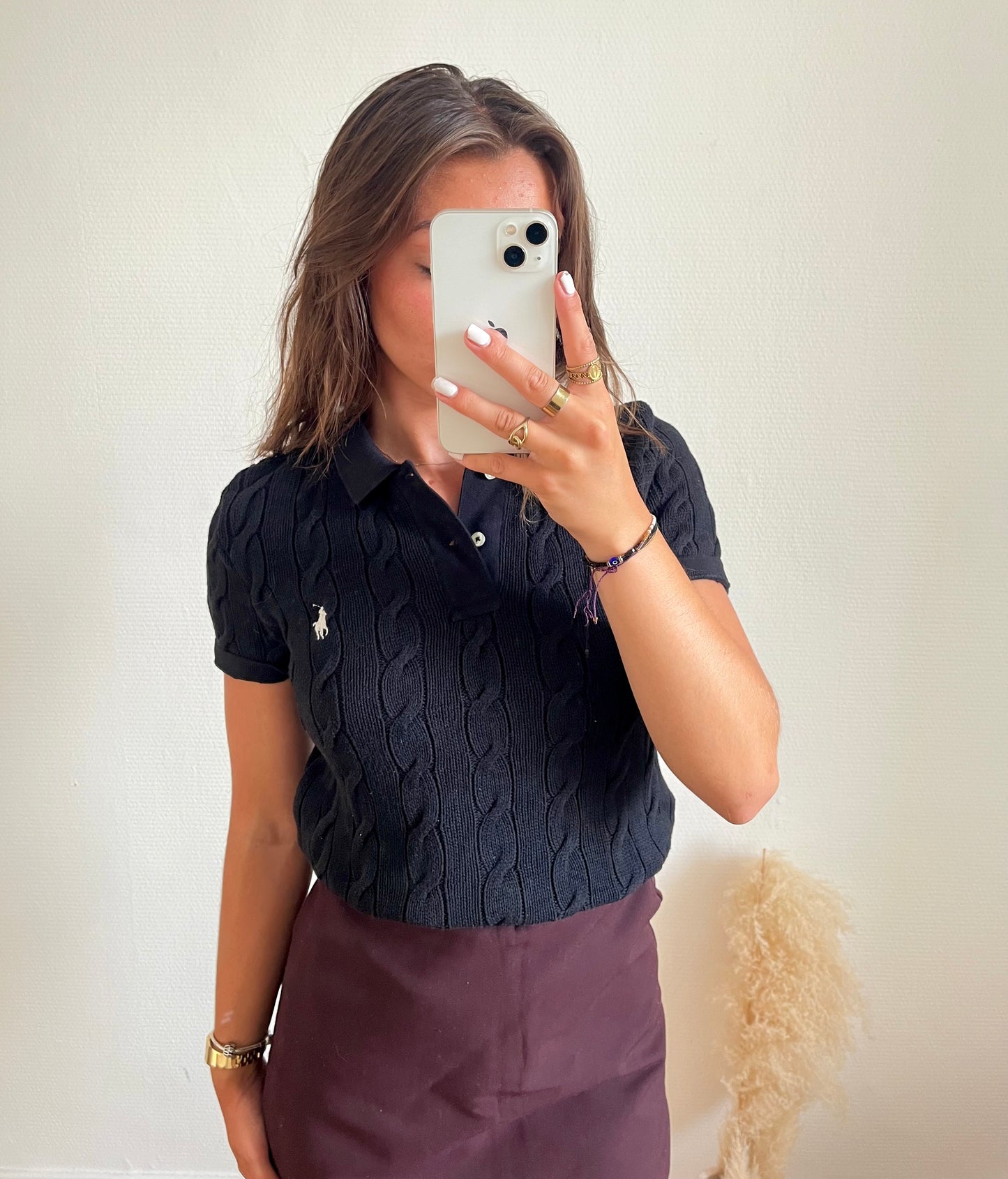 Polo torsadé noir Ralph Lauren - S