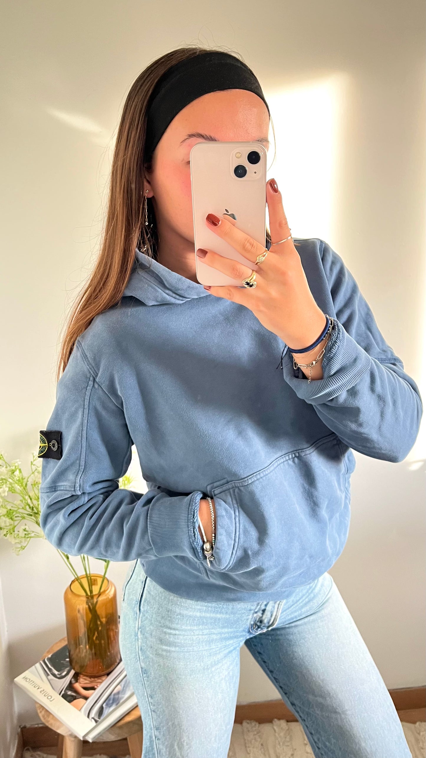 Sweat à capuche bleu Stone Island - S