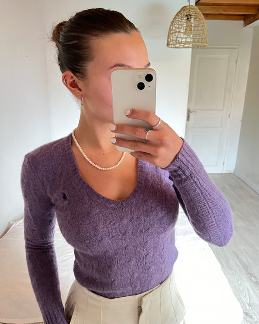 Pull torsadé en laine et cachemire Ralph Lauren - XXS