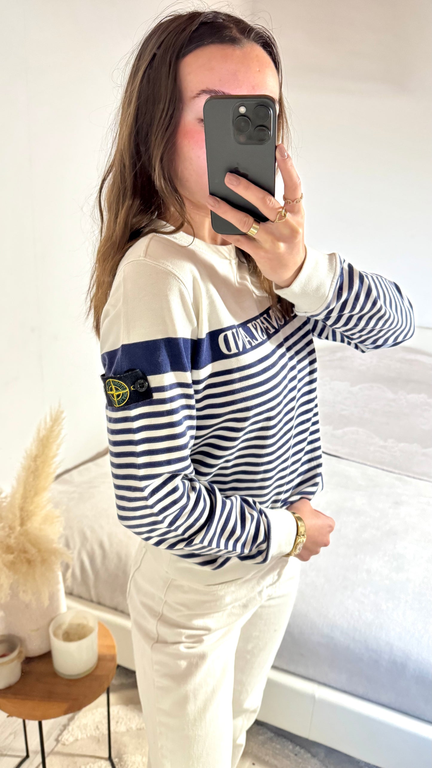 Sweat col rond marinière Stone Island - S