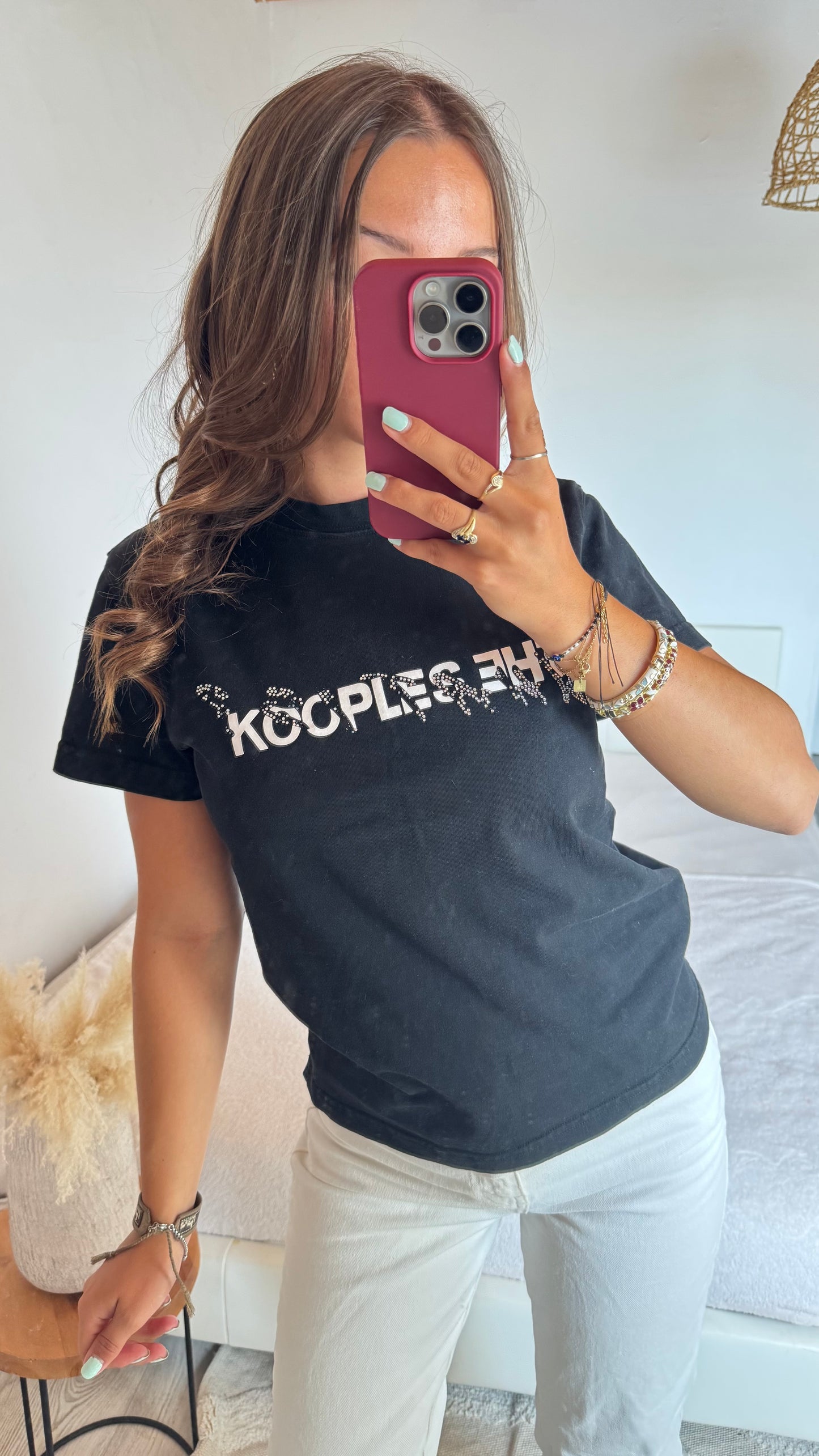 T-shirt noir strass The Kooples - S