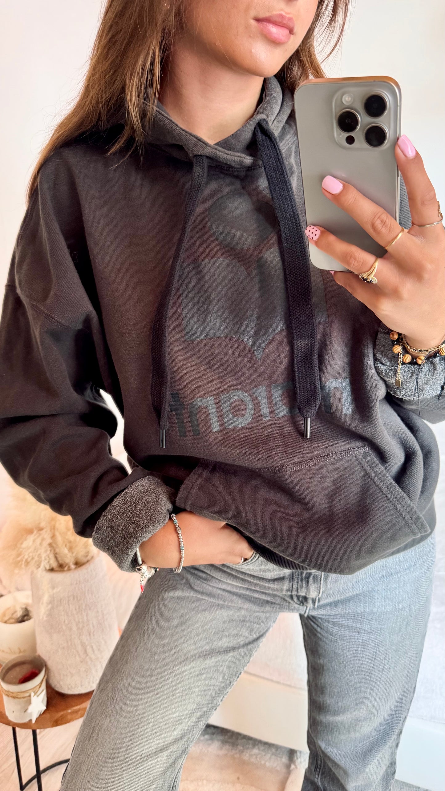 Sweat à capuche noir chiné Isabel Marant - L/XL