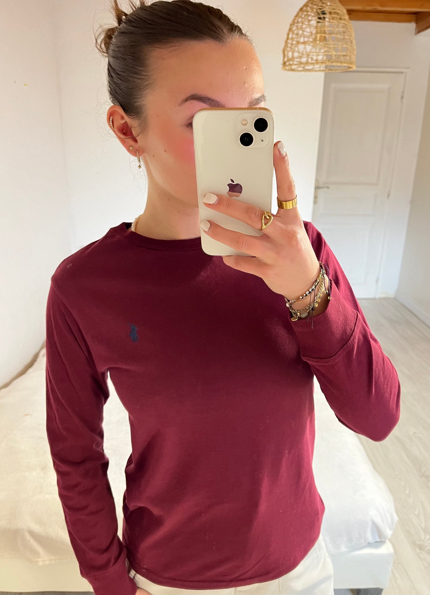 Pull col rond bordeaux Ralph Lauren - XS