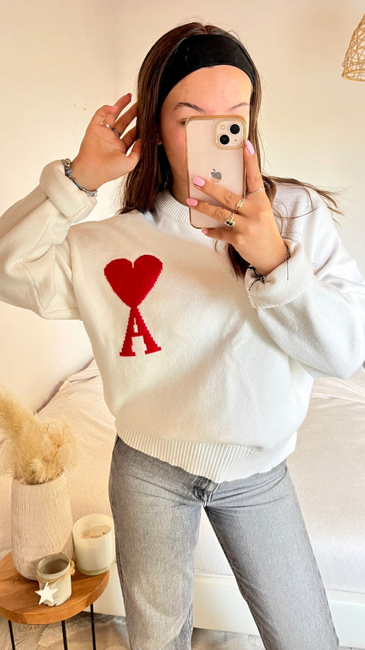 Sweat col rond blanc Ami Paris - M