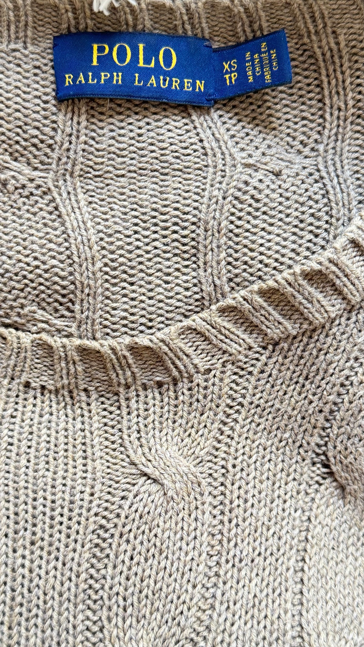 Pull col rond torsadé beige Ralph Lauren - XS/S