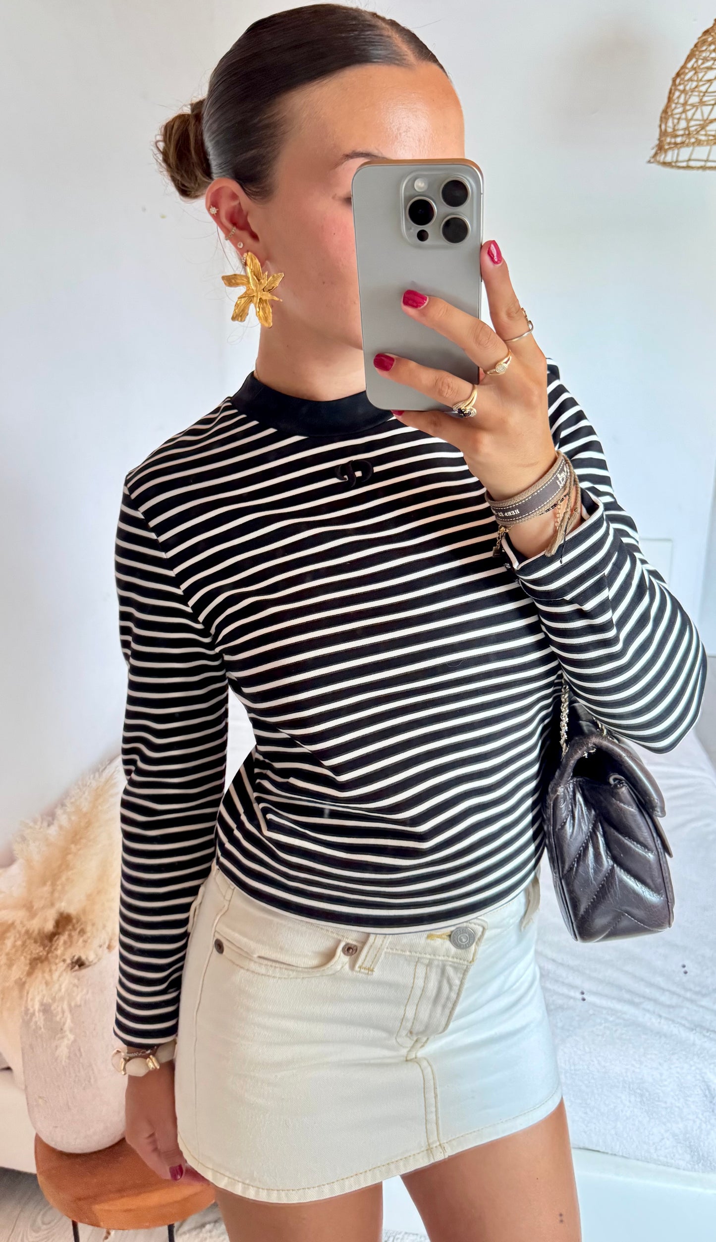 Pull marinière brodé noir Claudie Pierlot - S