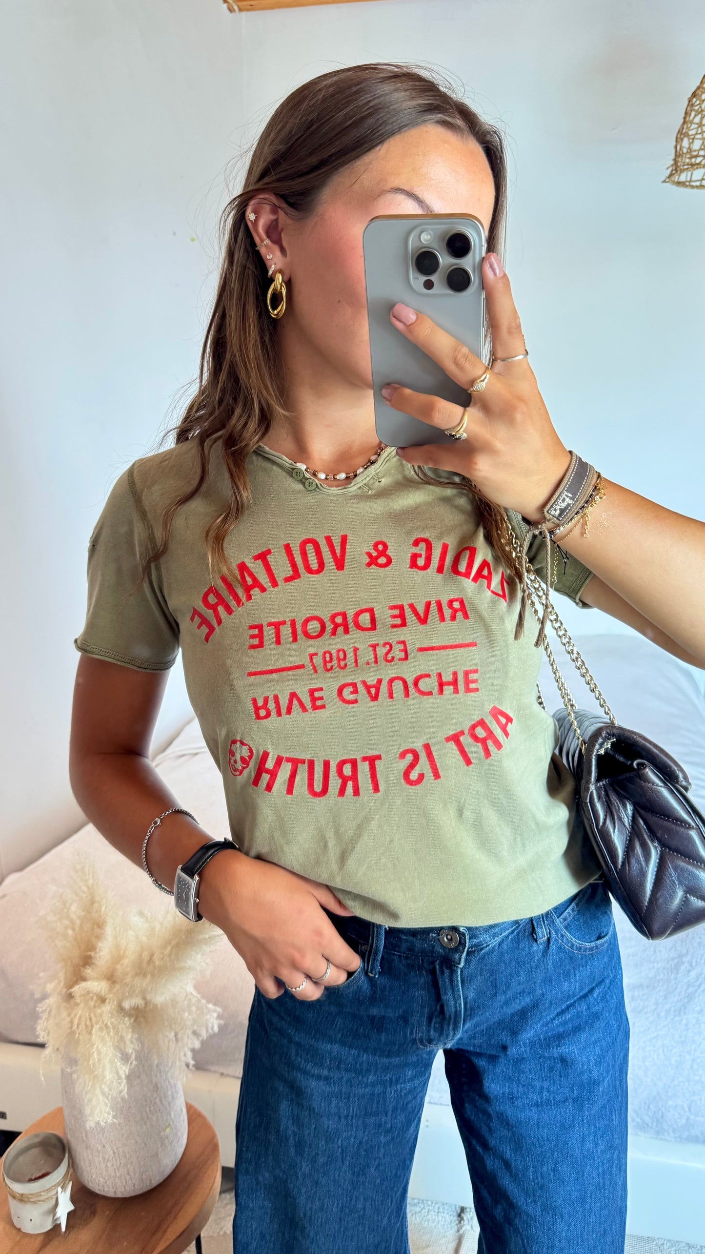T-shirt Zadig & Voltaire kaki et rouge - XS