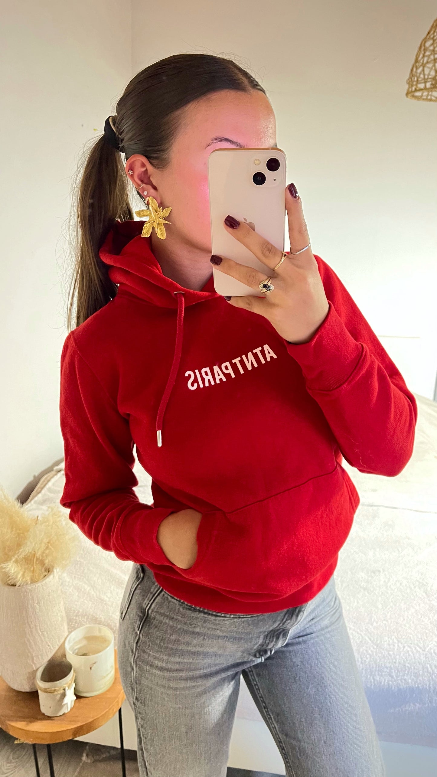 Sweat à capuche rouge ATNT PARIS - XS