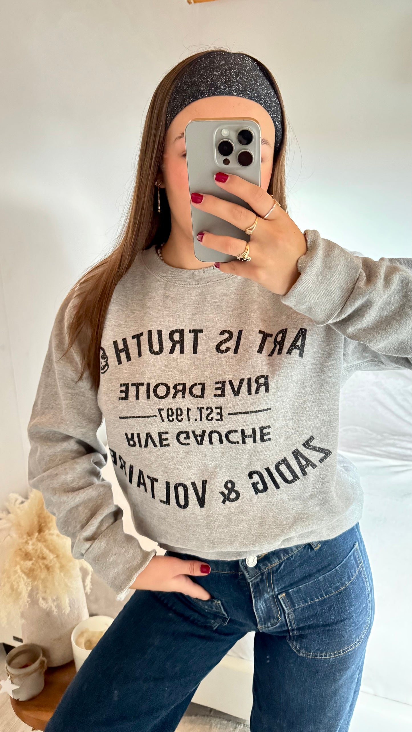 Pull col rond gris Zadig & Voltaire -M