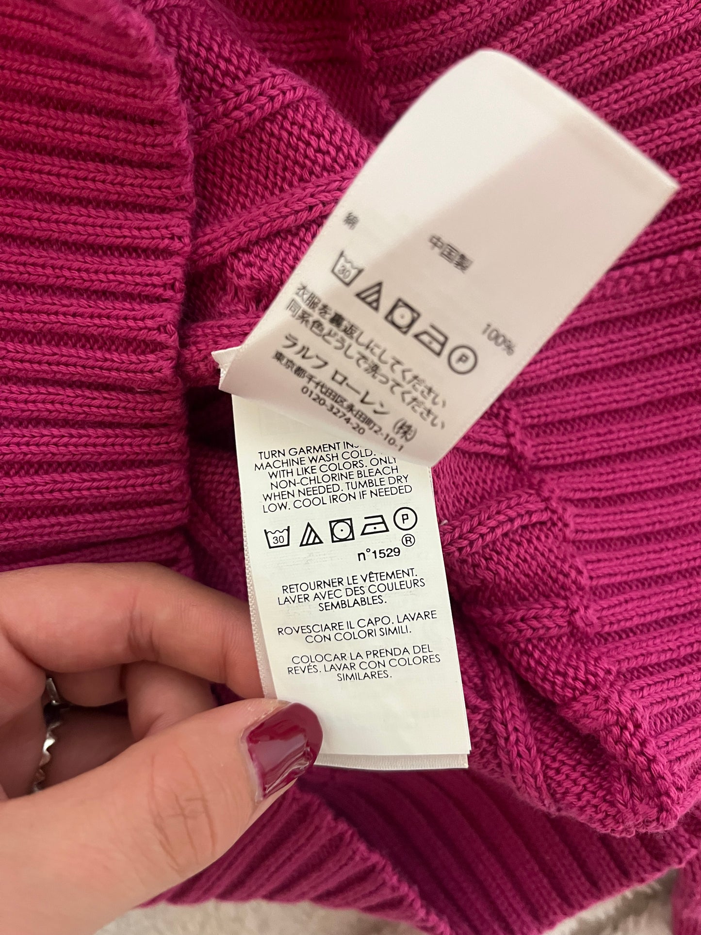 Pull torsadé rose Ralph Lauren - XS