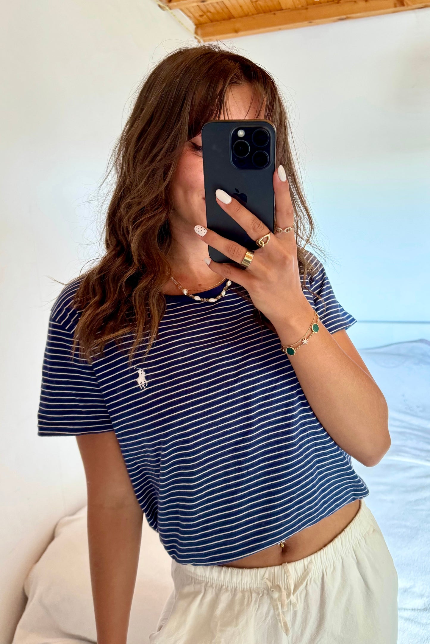 T-shirt rayé bleu marine Ralph Lauren - S