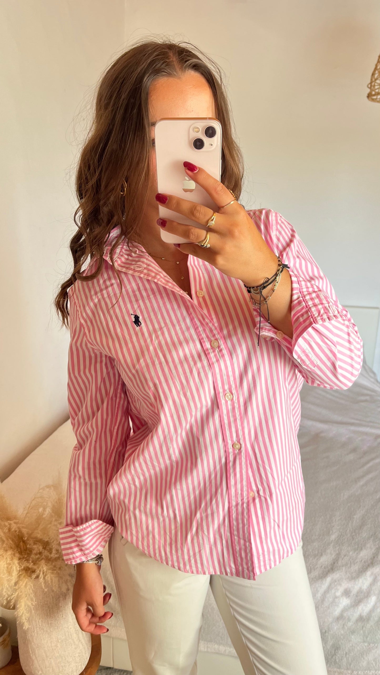 Chemise rayée rose Ralph Lauren - S/M