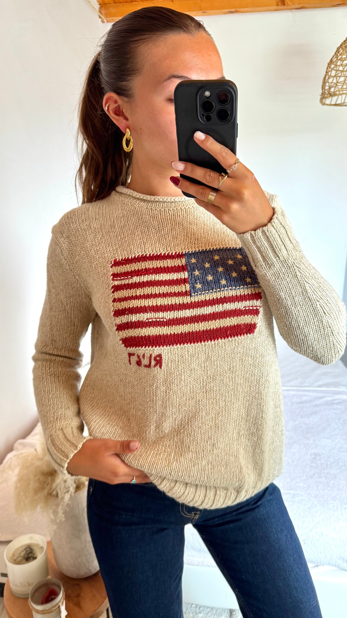 Pull American Flag lin et coton Ralph Lauren - S