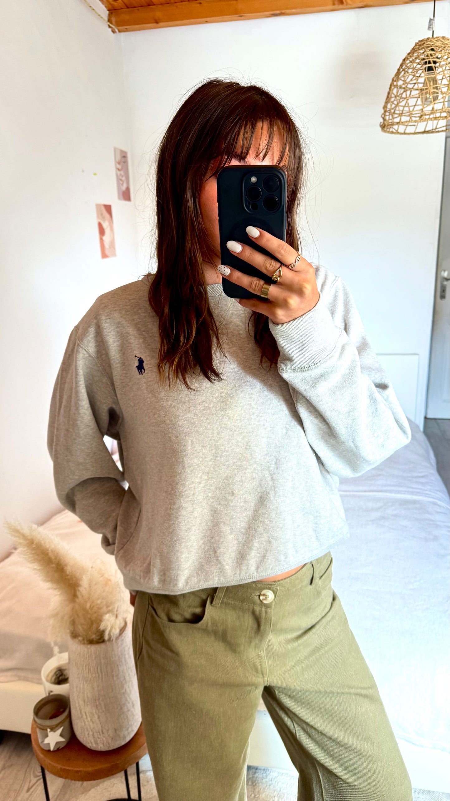 Sweat col rond gris Ralph Lauren - L