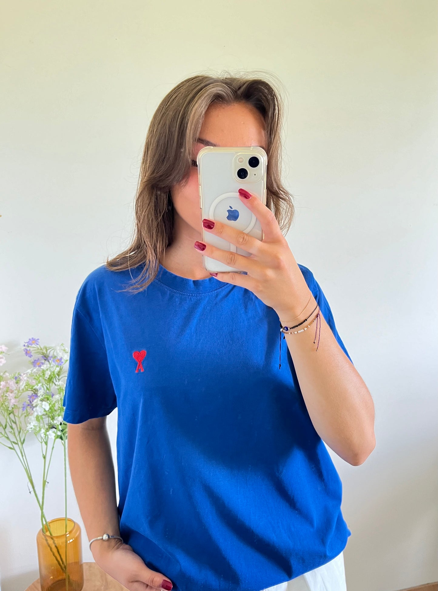 T-shirt bleu électrique Ami Paris - L