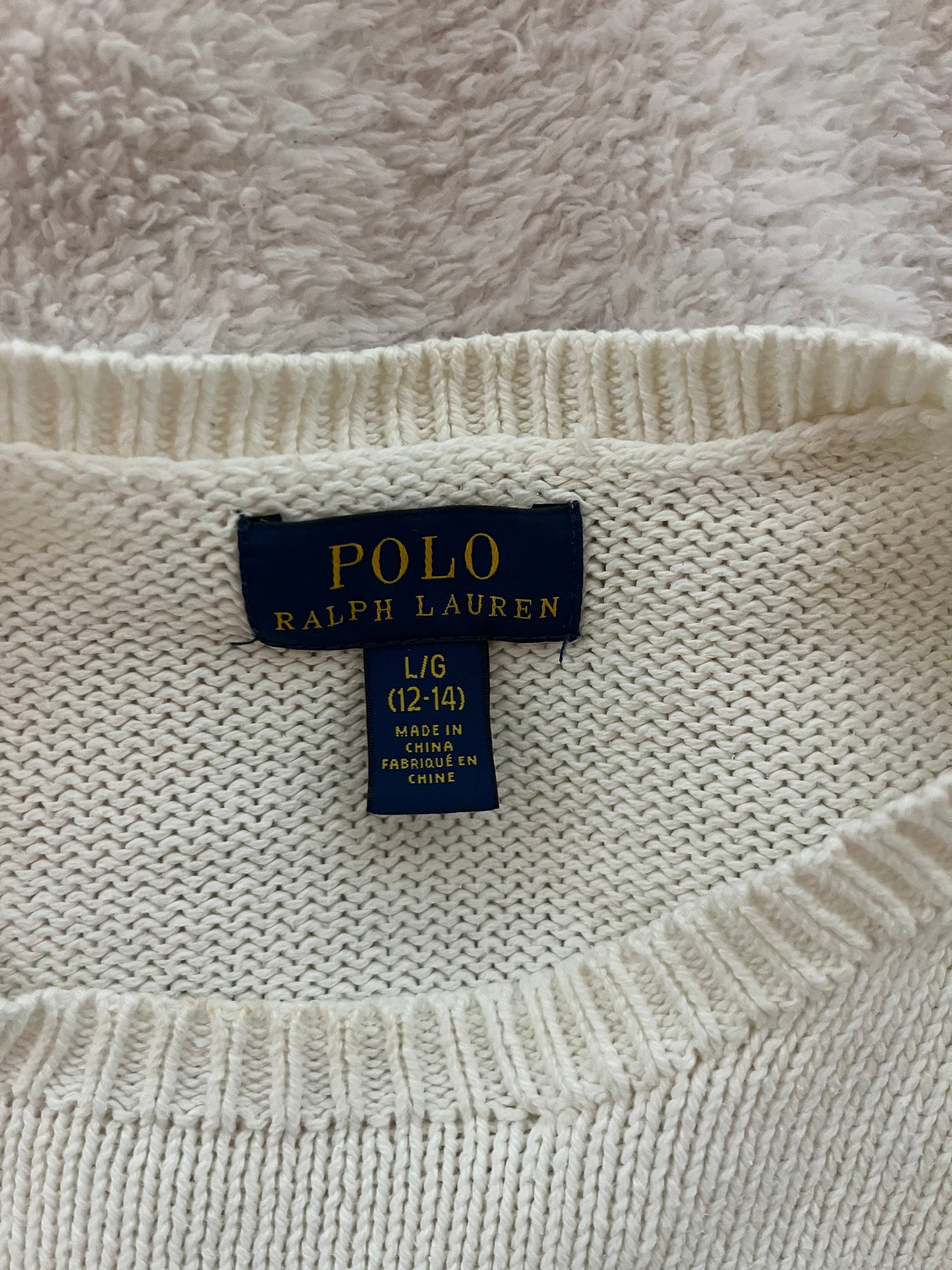 Pull blanc nounours Ralph Lauren - XS