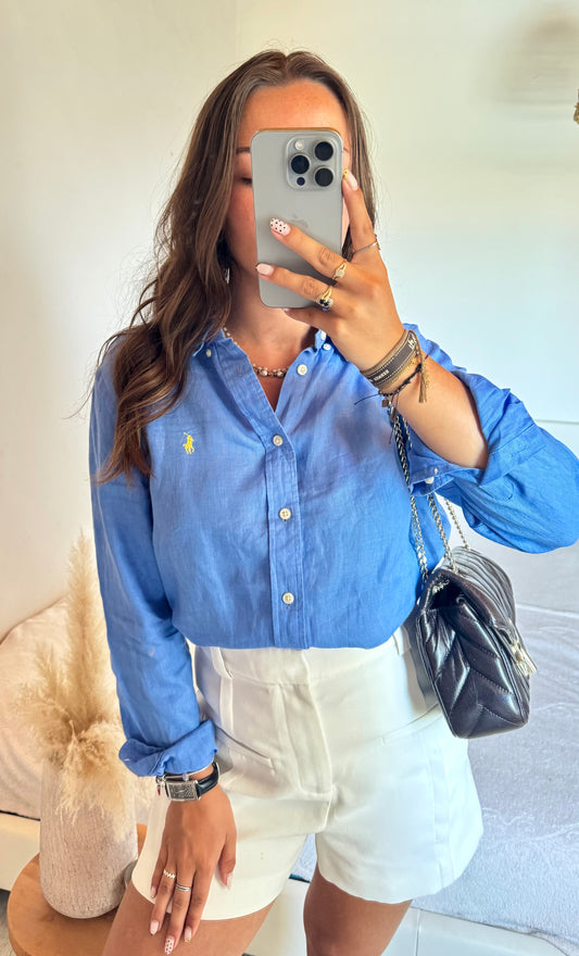 Chemise en lin bleu pastel Ralph Lauren - S