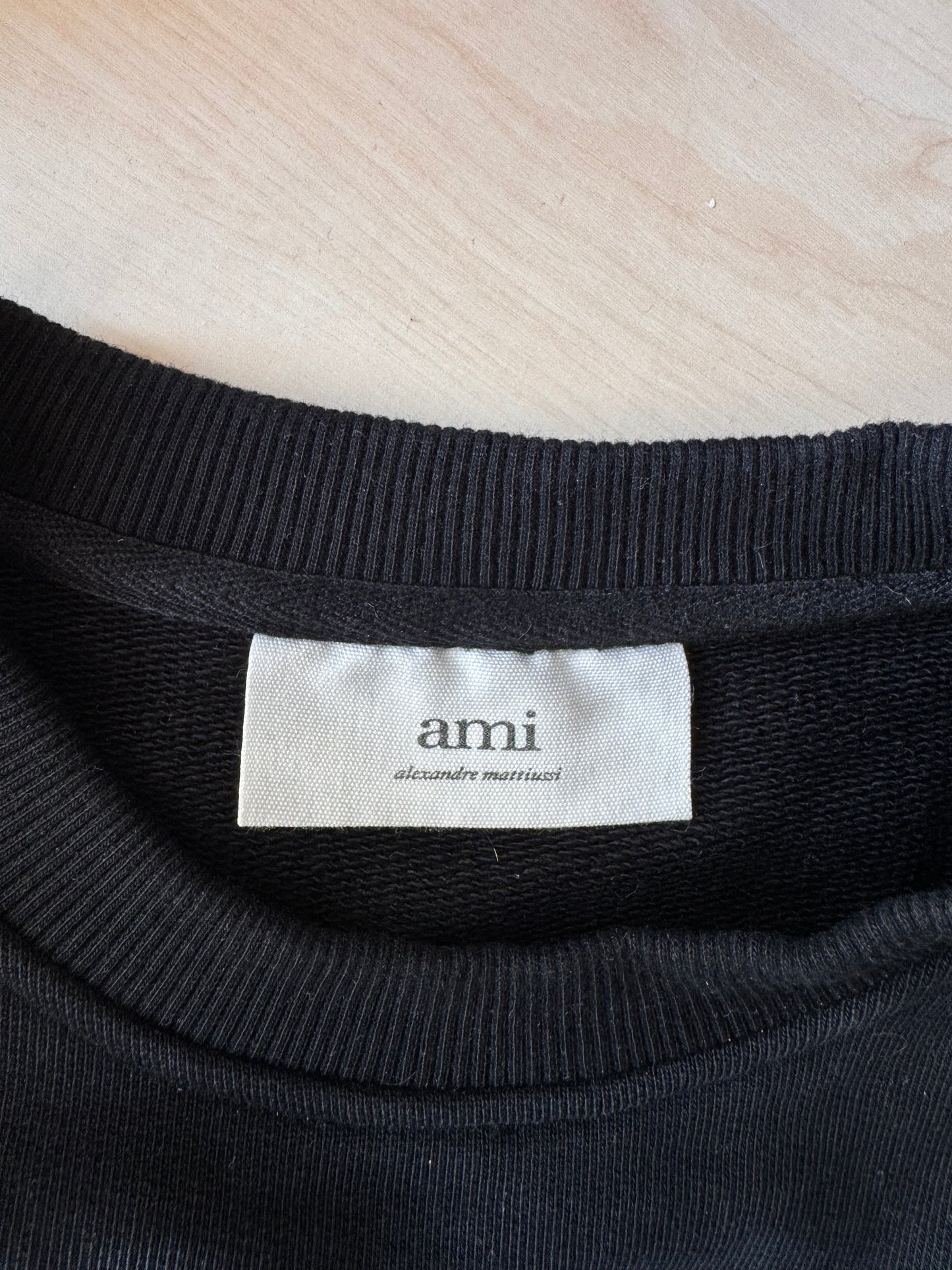 Sweat col rond noir Ami Paris - S