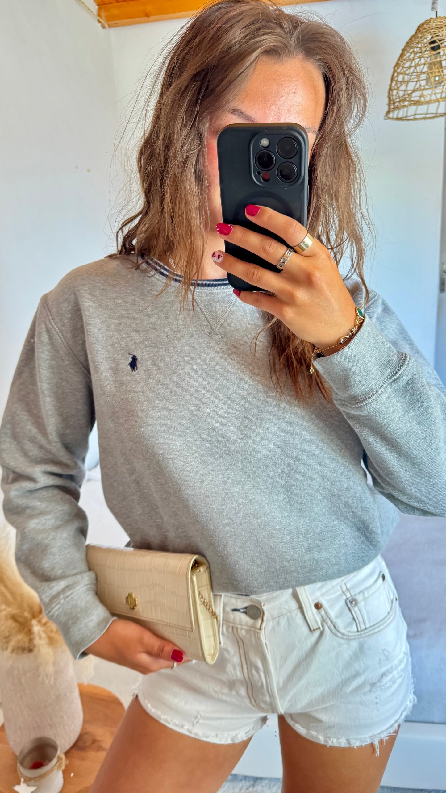 Sweat col rond gris Ralph Lauren - S