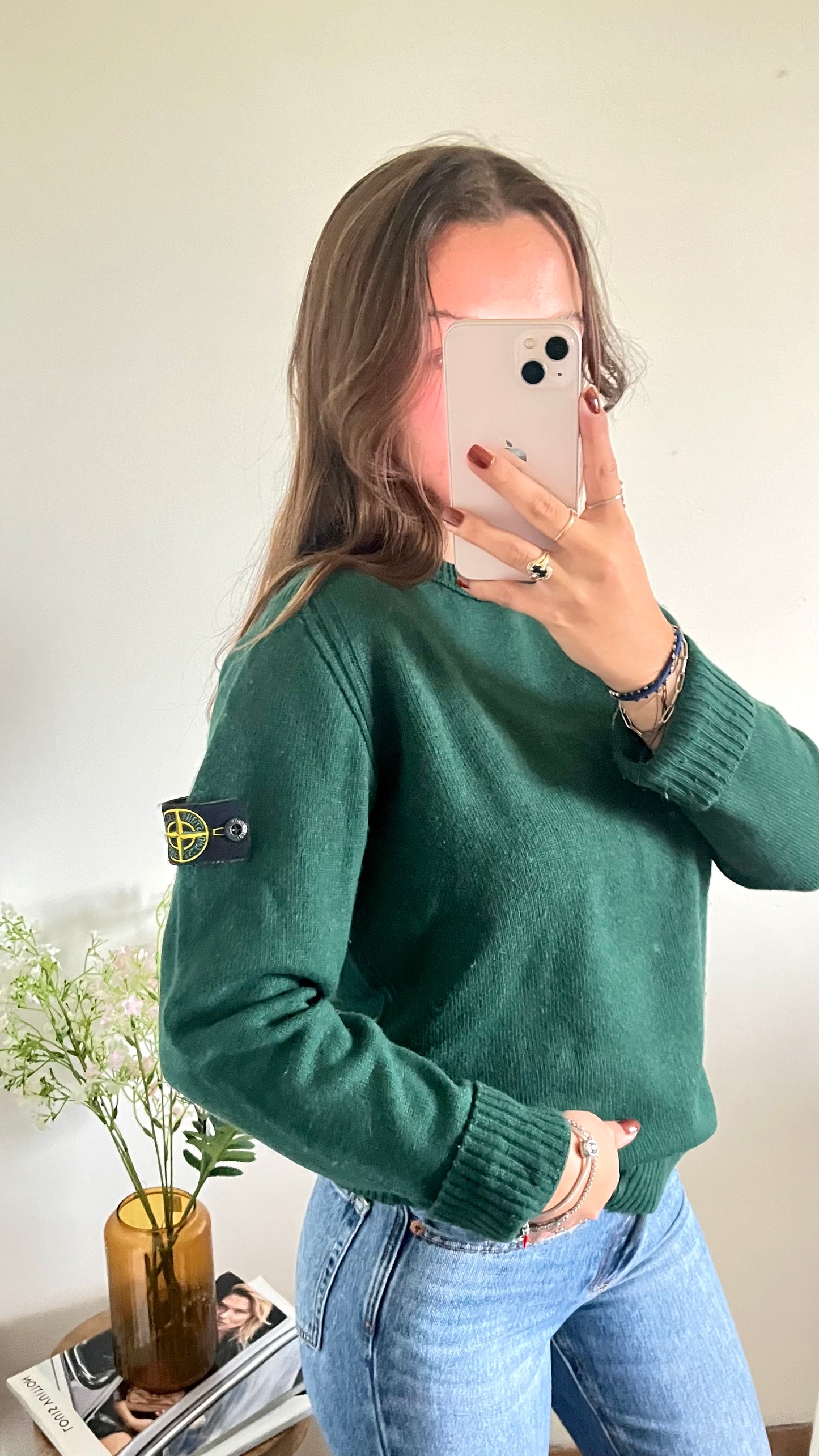 Pull vert sapin en laine Stone Island - S