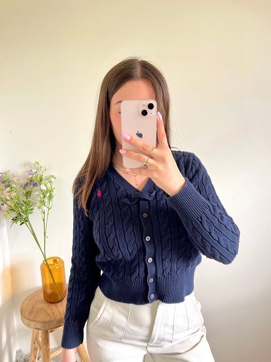 Gilet torsadé bleu marine Ralph Lauren - XS