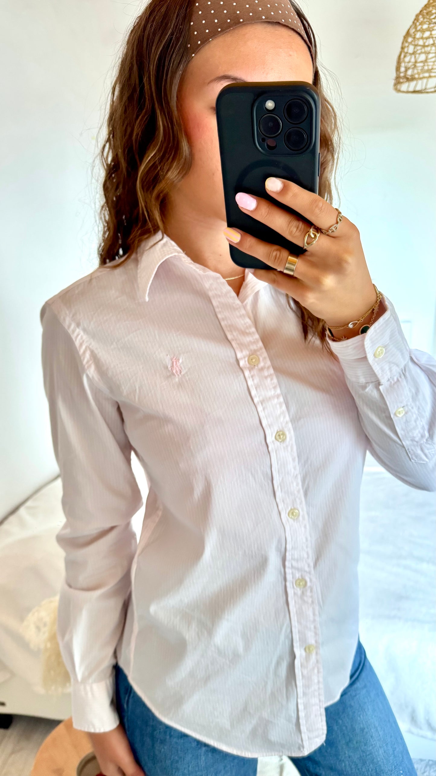 Chemise rayée rose Ralph Lauren - XS
