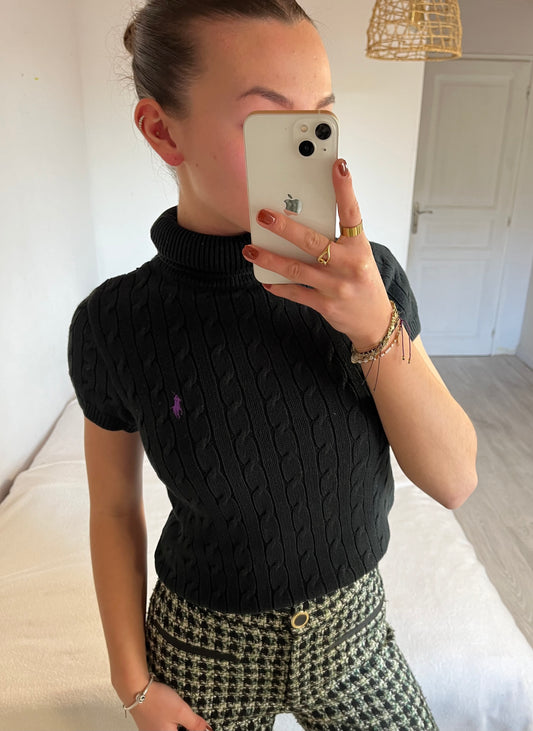 T-shirt col roulé torsadé noir Ralph Lauren - S