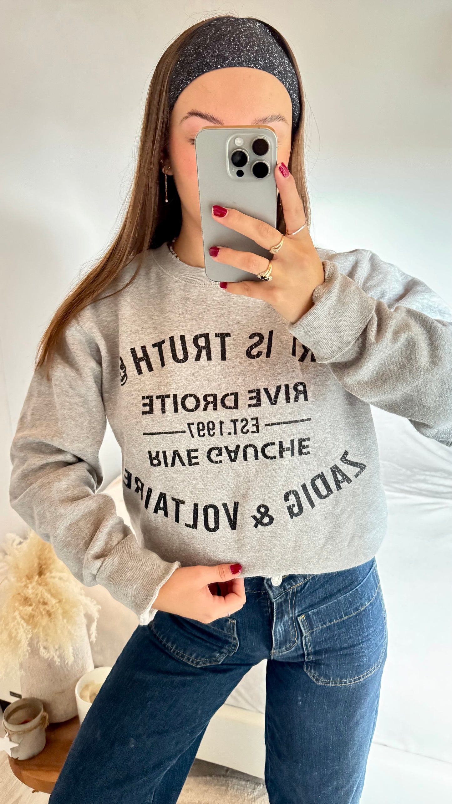 Pull col rond gris Zadig & Voltaire -M