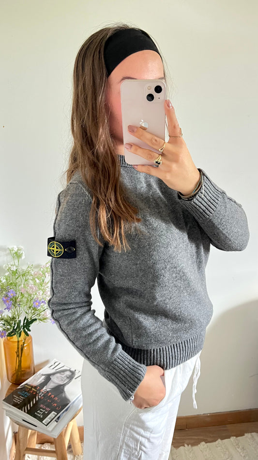 Pull en laine gris chiné Stone Island - S