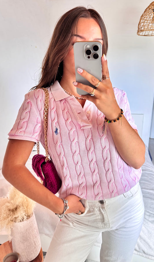 Polo rose torsadé Ralph Lauren - L