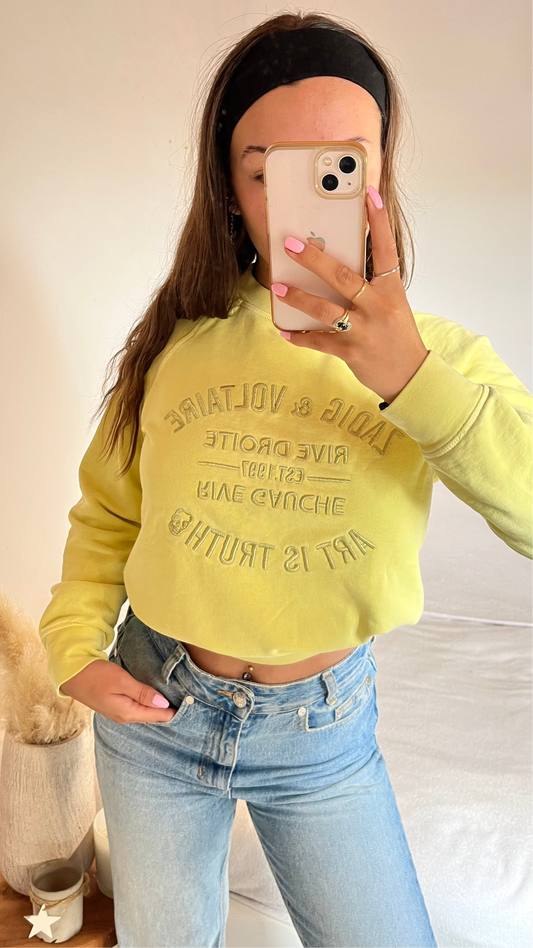 Sweat col rond jaune pastel Zadig & Voltaire - S