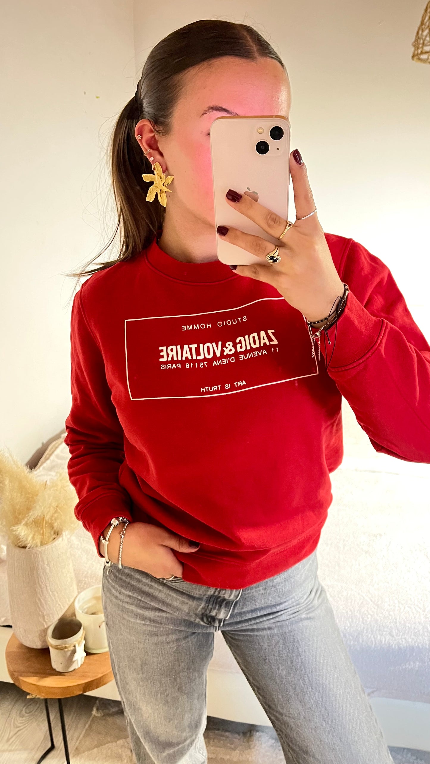 Sweat col rond rouge Zadig & Voltaire - S