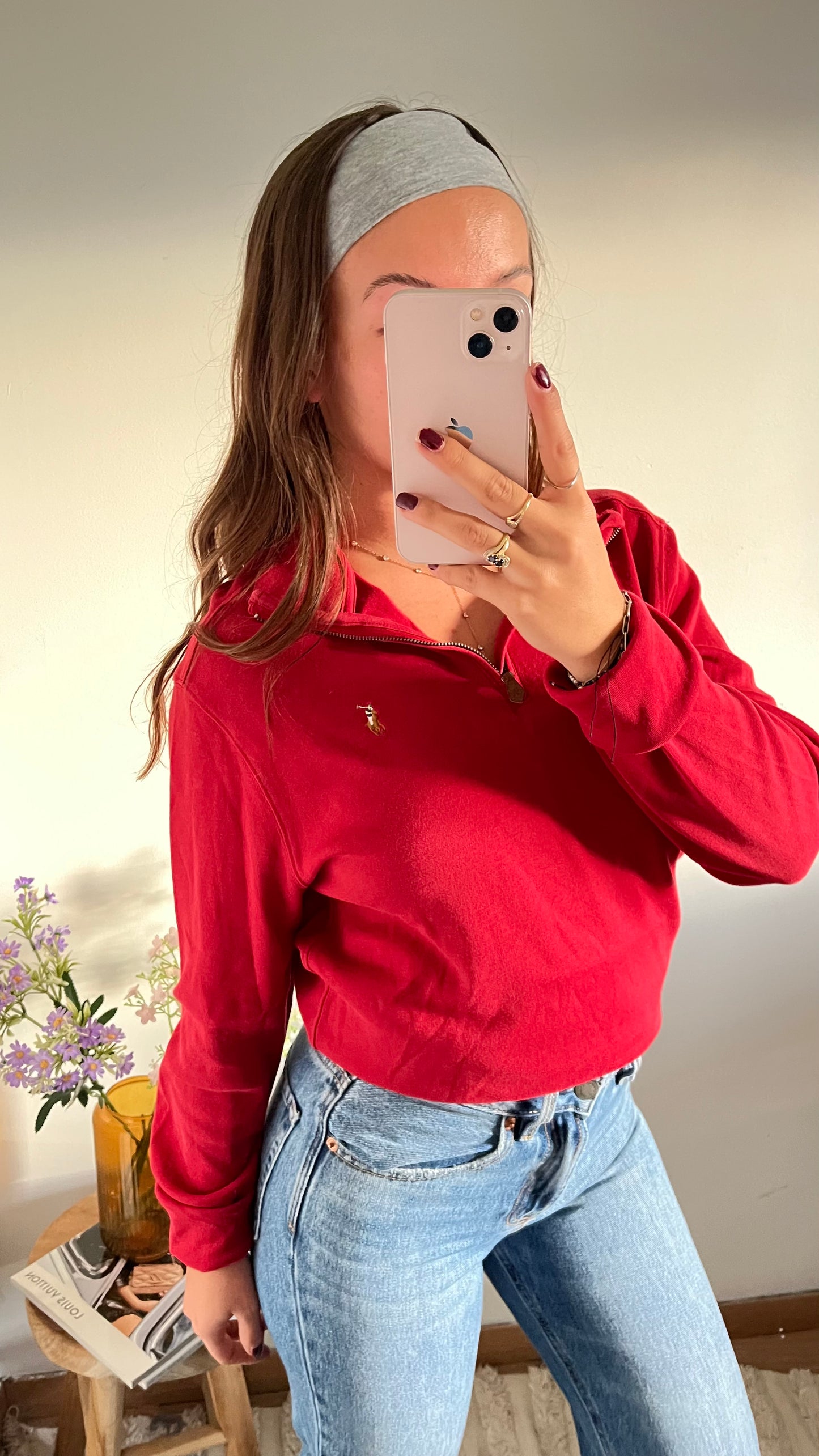 Pull demi-zippé rouge Ralph Lauren - M
