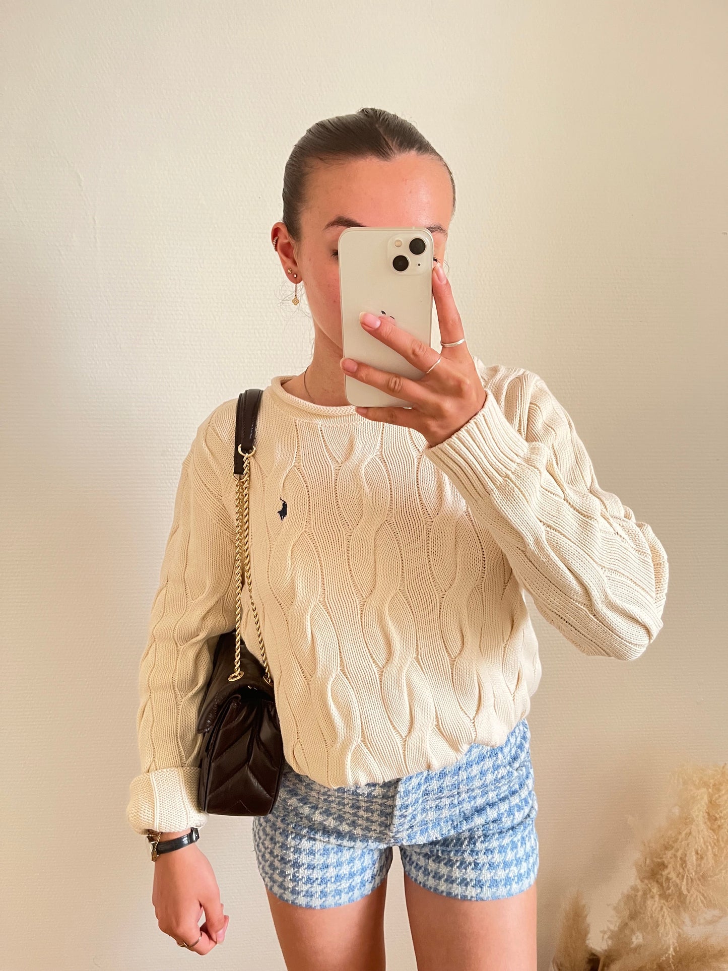 Pull torsadé blanc Ralph Lauren - S