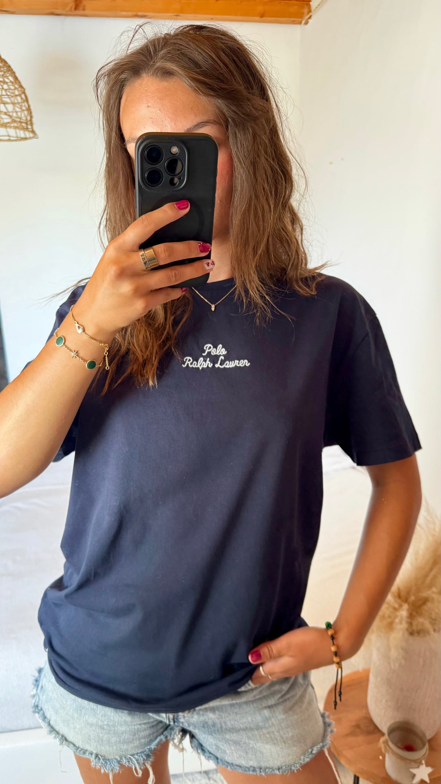 T-shirt polo brodé marine Ralph Lauren - S homme / M femme