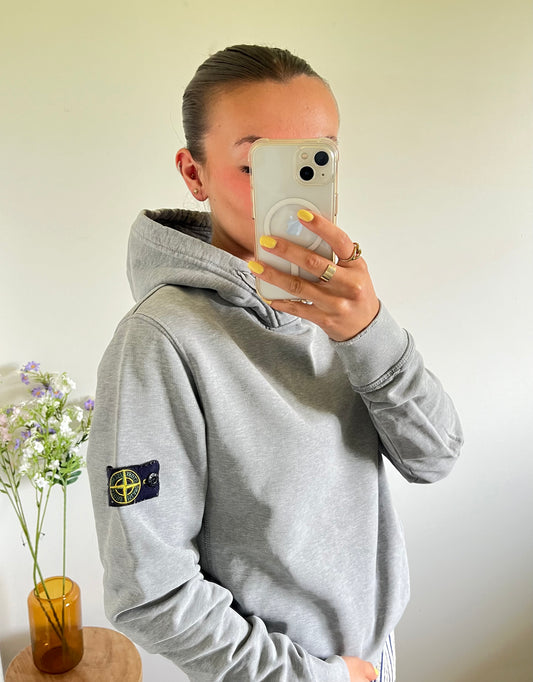 Sweat à capuche gris Stone Island - S