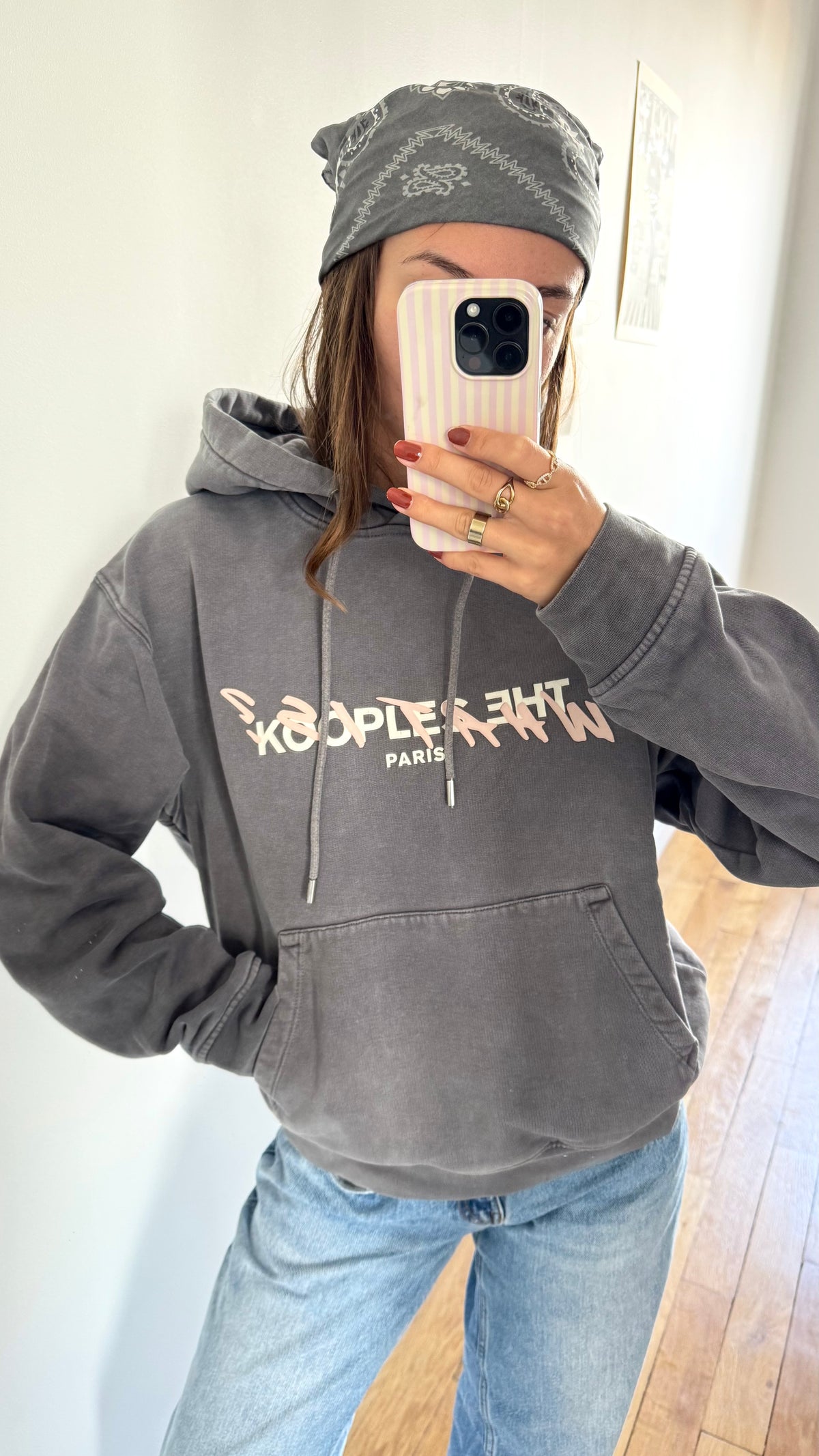 Sweat à capuche gris chiné The Kooples - S