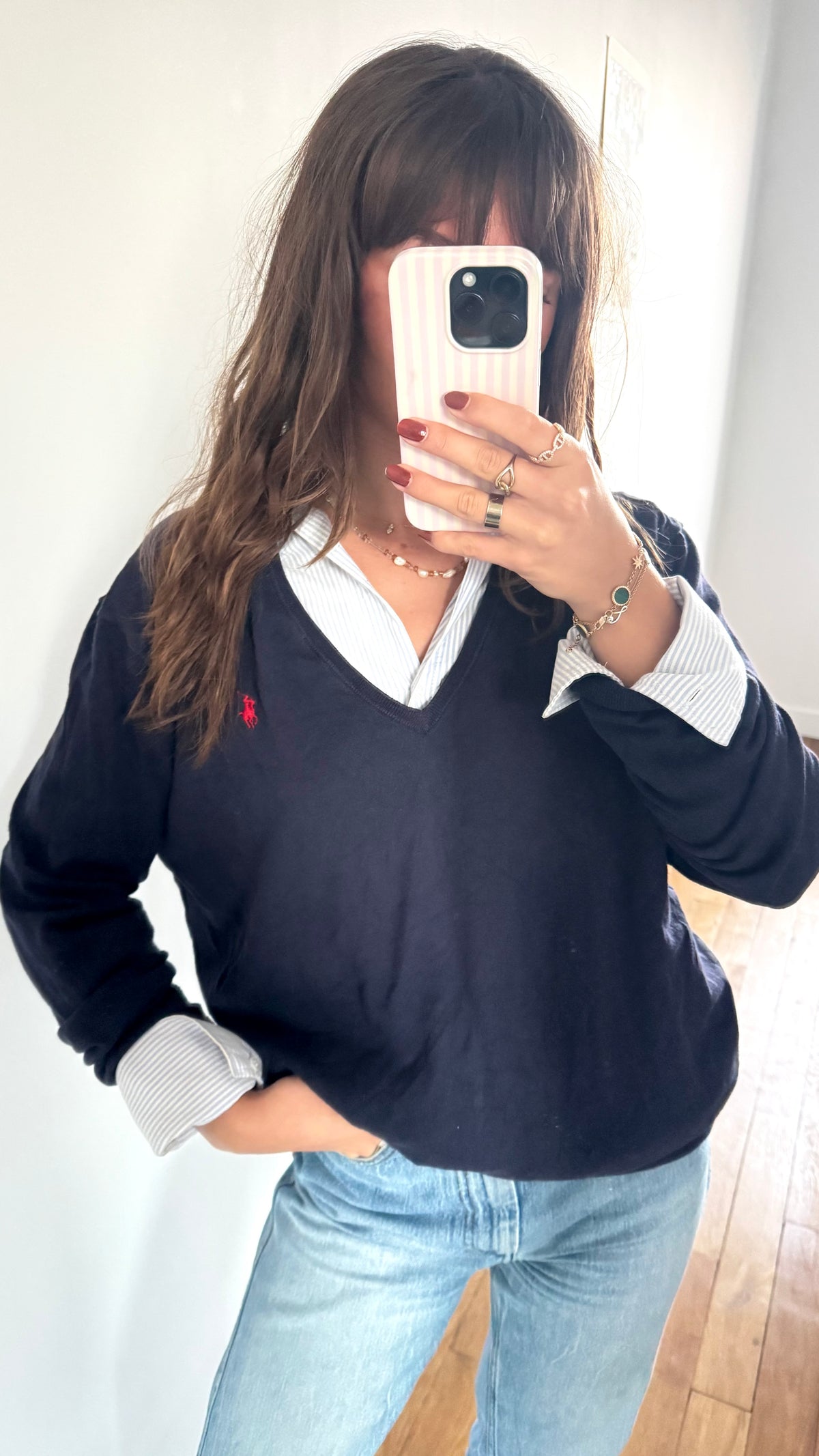 Pull col V marine Ralph Lauren - L