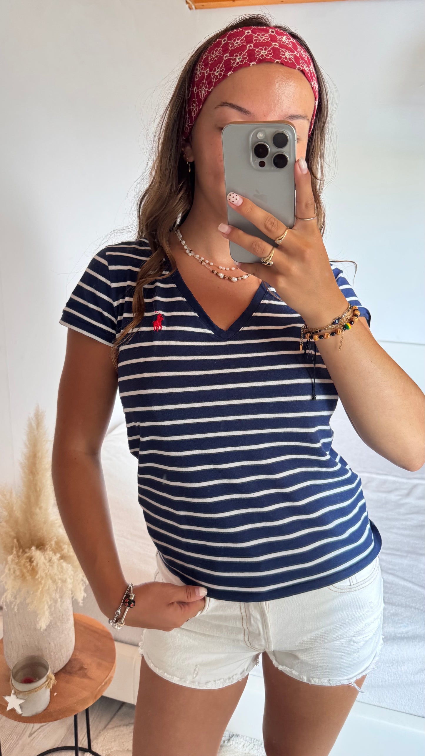 T-shirt col V marinière Ralph Lauren - XS