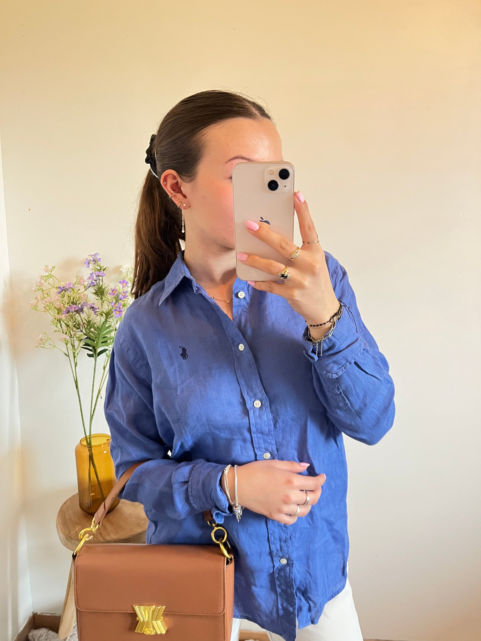 Chemise en lin bleu Ralph Lauren - S.