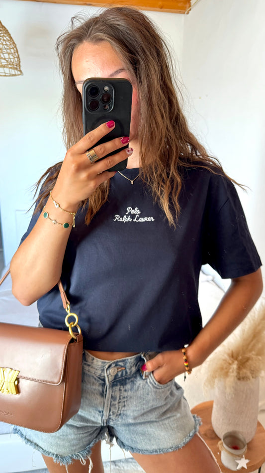 T-shirt polo brodé marine Ralph Lauren - M homme / L-XL femme